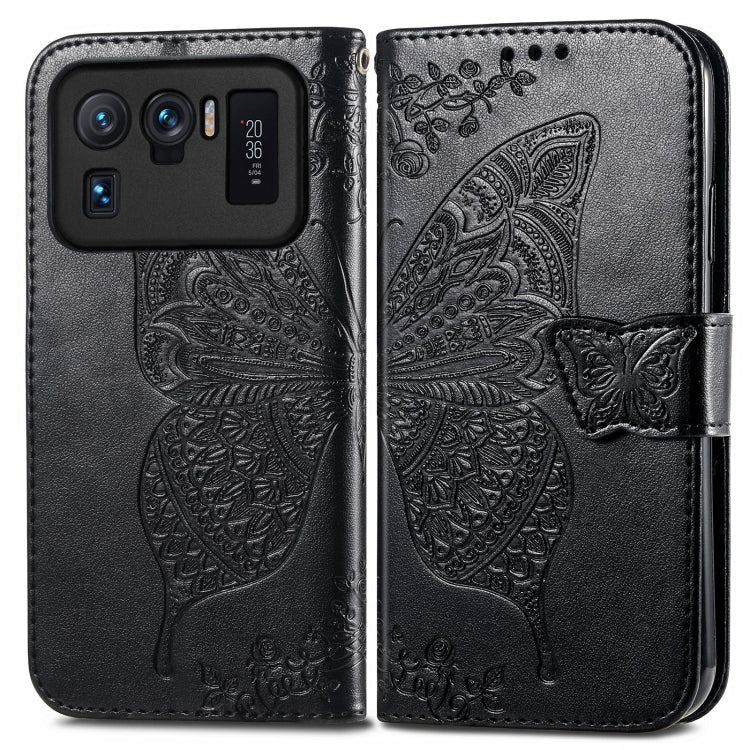 For Xiaomi Mi 11 Ultra Butterfly Love Flowers Embossed Horizontal Flip Leather Case with Holder & Card Slots & Wallet & Lanyard