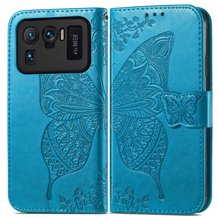 For Xiaomi Mi 11 Ultra Butterfly Love Flowers Embossed Horizontal Flip Leather Case with Holder & Card Slots & Wallet & Lanyard