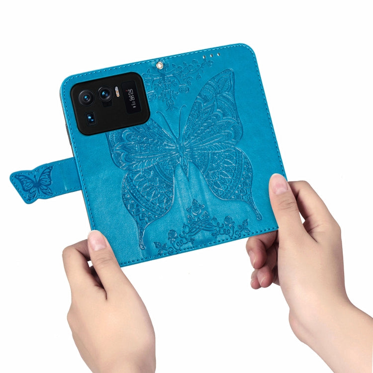 For Xiaomi Mi 11 Ultra Butterfly Love Flowers Embossed Horizontal Flip Leather Case with Holder & Card Slots & Wallet & Lanyard