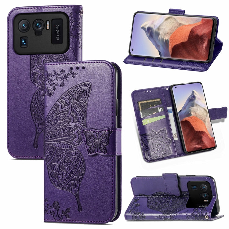 For Xiaomi Mi 11 Ultra Butterfly Love Flowers Embossed Horizontal Flip Leather Case with Holder & Card Slots & Wallet & Lanyard