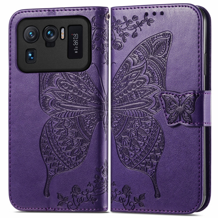 For Xiaomi Mi 11 Ultra Butterfly Love Flowers Embossed Horizontal Flip Leather Case with Holder & Card Slots & Wallet & Lanyard