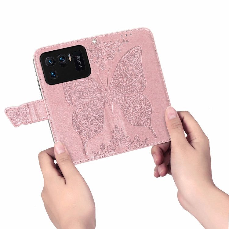 For Xiaomi Mi 11 Ultra Butterfly Love Flowers Embossed Horizontal Flip Leather Case with Holder & Card Slots & Wallet & Lanyard