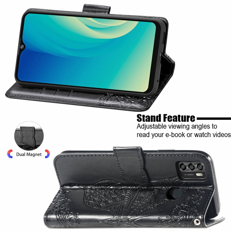 For ZTE Blade A7S 2020 Butterfly Love Flowers Embossed Horizontal Flip Leather Case with Holder & Card Slots & Wallet & Lanyard