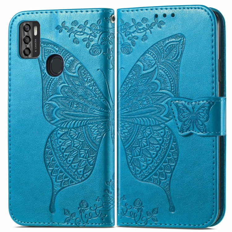 For ZTE Blade A7S 2020 Butterfly Love Flowers Embossed Horizontal Flip Leather Case with Holder & Card Slots & Wallet & Lanyard