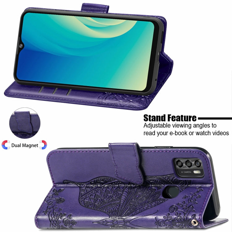 For ZTE Blade A7S 2020 Butterfly Love Flowers Embossed Horizontal Flip Leather Case with Holder & Card Slots & Wallet & Lanyard