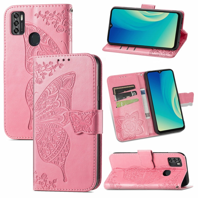 For ZTE Blade A7S 2020 Butterfly Love Flowers Embossed Horizontal Flip Leather Case with Holder & Card Slots & Wallet & Lanyard