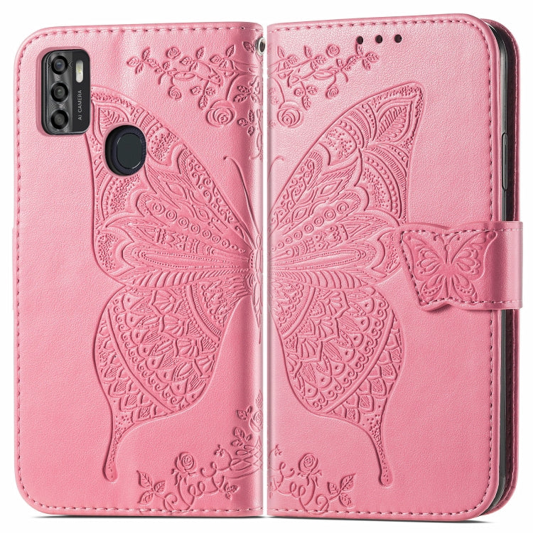 For ZTE Blade A7S 2020 Butterfly Love Flowers Embossed Horizontal Flip Leather Case with Holder & Card Slots & Wallet & Lanyard