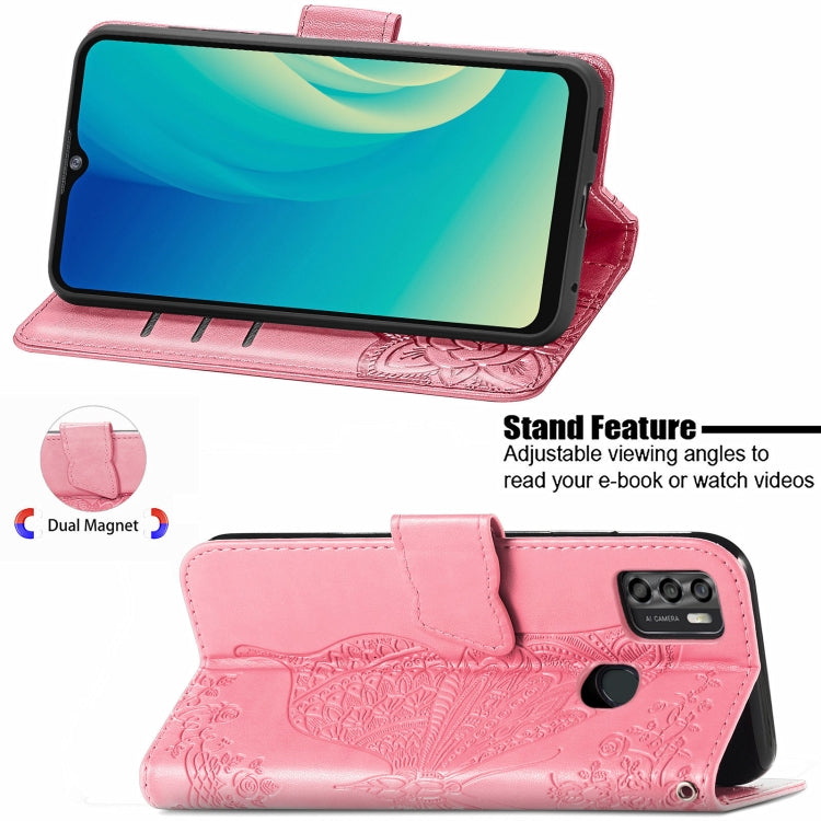 For ZTE Blade A7S 2020 Butterfly Love Flowers Embossed Horizontal Flip Leather Case with Holder & Card Slots & Wallet & Lanyard
