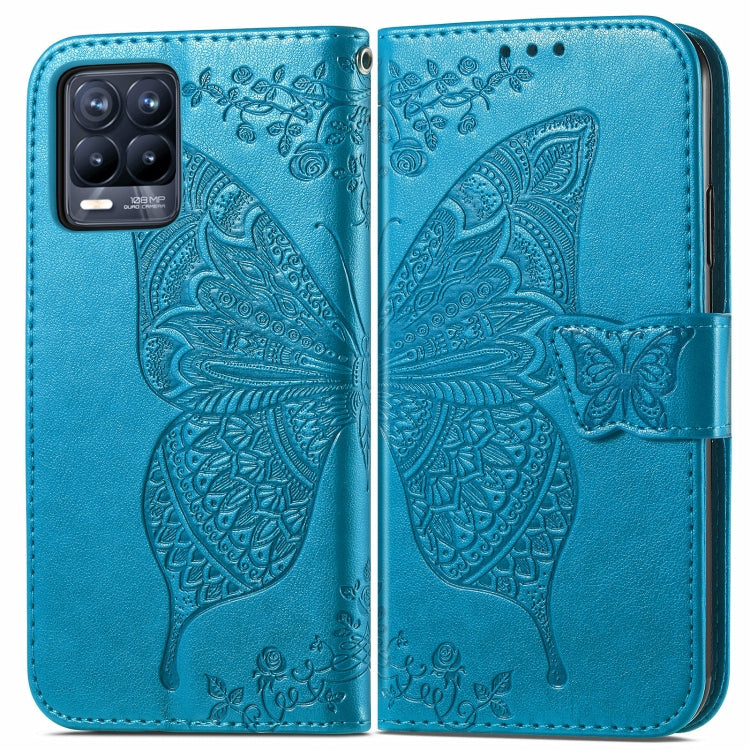 For OPPO Realme 8 / 8 Pro Butterfly Love Flowers Embossed Horizontal Flip Leather Case with Holder & Card Slots & Wallet & Lanyard