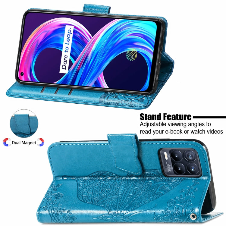 For OPPO Realme 8 / 8 Pro Butterfly Love Flowers Embossed Horizontal Flip Leather Case with Holder & Card Slots & Wallet & Lanyard