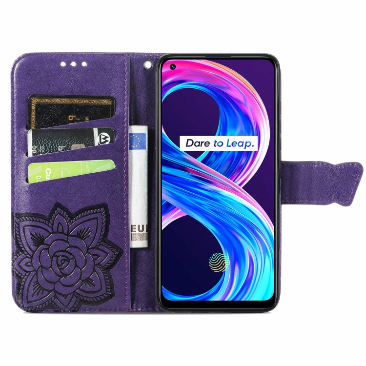 For OPPO Realme 8 / 8 Pro Butterfly Love Flowers Embossed Horizontal Flip Leather Case with Holder & Card Slots & Wallet & Lanyard