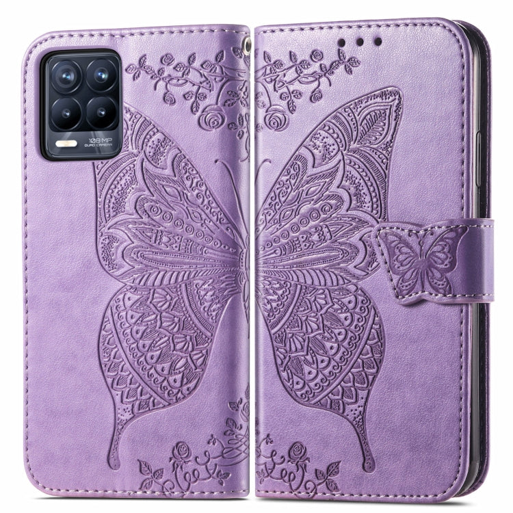For OPPO Realme 8 / 8 Pro Butterfly Love Flowers Embossed Horizontal Flip Leather Case with Holder & Card Slots & Wallet & Lanyard