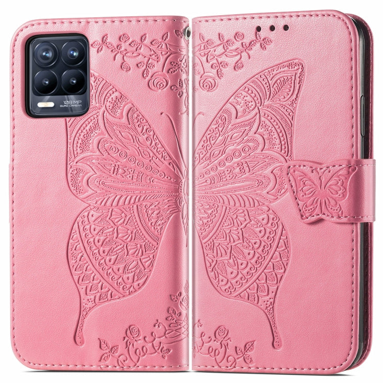 For OPPO Realme 8 / 8 Pro Butterfly Love Flowers Embossed Horizontal Flip Leather Case with Holder & Card Slots & Wallet & Lanyard