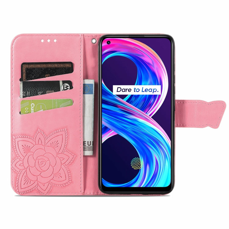 For OPPO Realme 8 / 8 Pro Butterfly Love Flowers Embossed Horizontal Flip Leather Case with Holder & Card Slots & Wallet & Lanyard