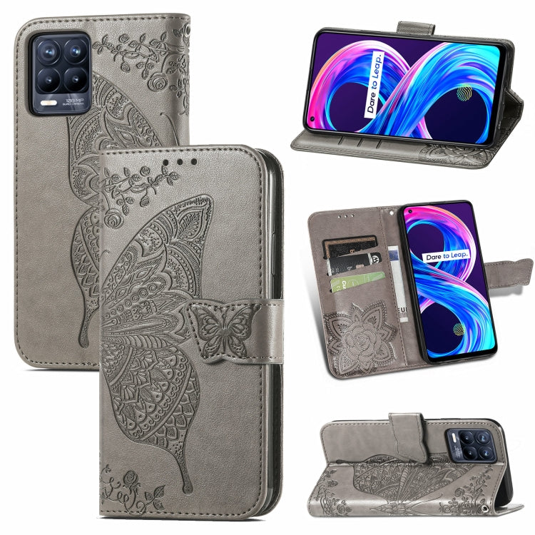 For OPPO Realme 8 / 8 Pro Butterfly Love Flowers Embossed Horizontal Flip Leather Case with Holder & Card Slots & Wallet & Lanyard
