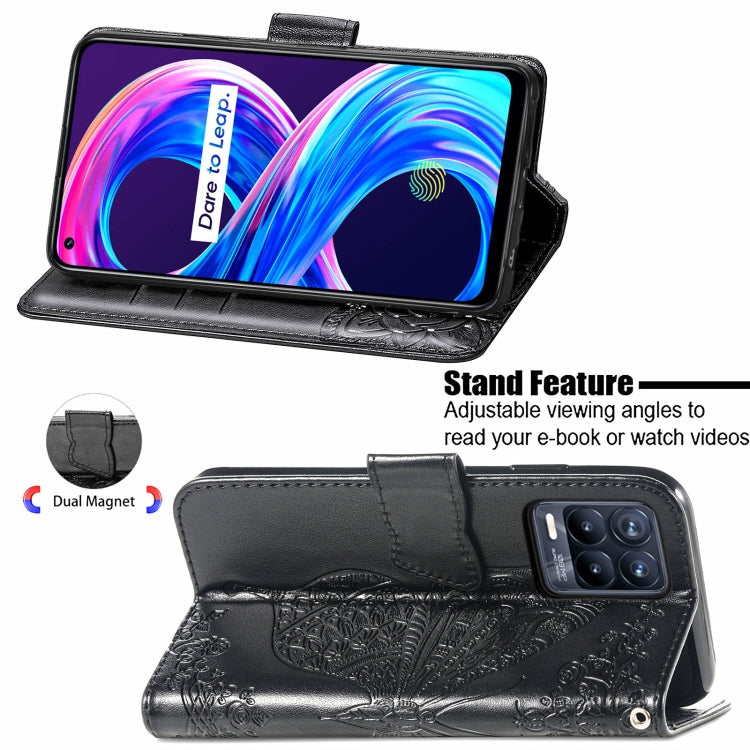 For Realme V13 5G/ 8 5G / Q3i 5G / Q3 5G Butterfly Love Flowers Embossed Horizontal Flip Leather Case with Holder & Card Slots & Wallet & Lanyard