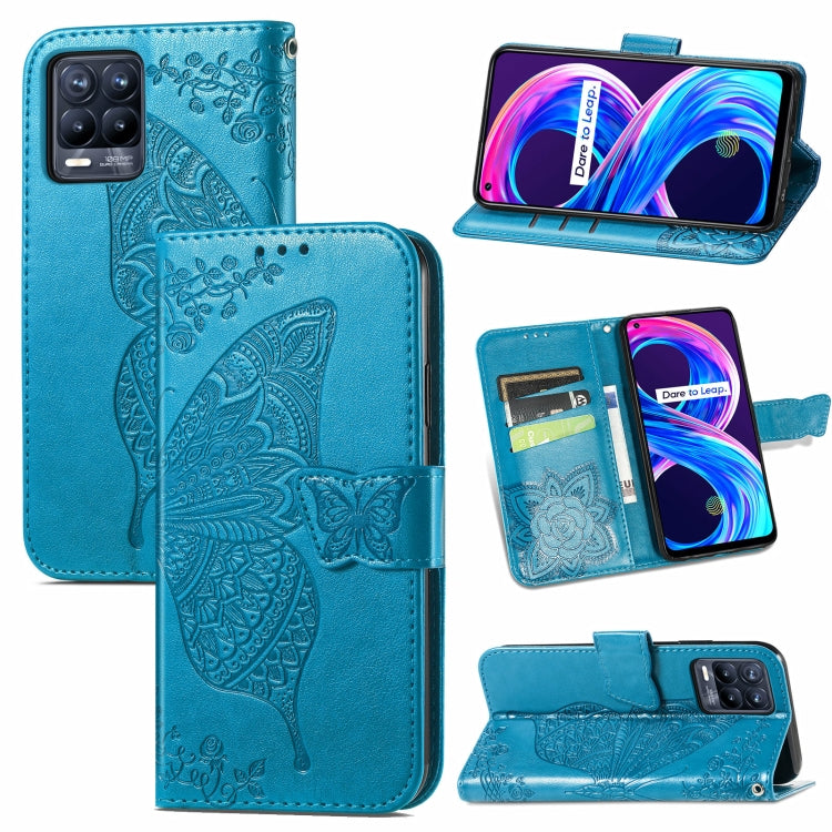 For Realme V13 5G/ 8 5G / Q3i 5G / Q3 5G Butterfly Love Flowers Embossed Horizontal Flip Leather Case with Holder & Card Slots & Wallet & Lanyard