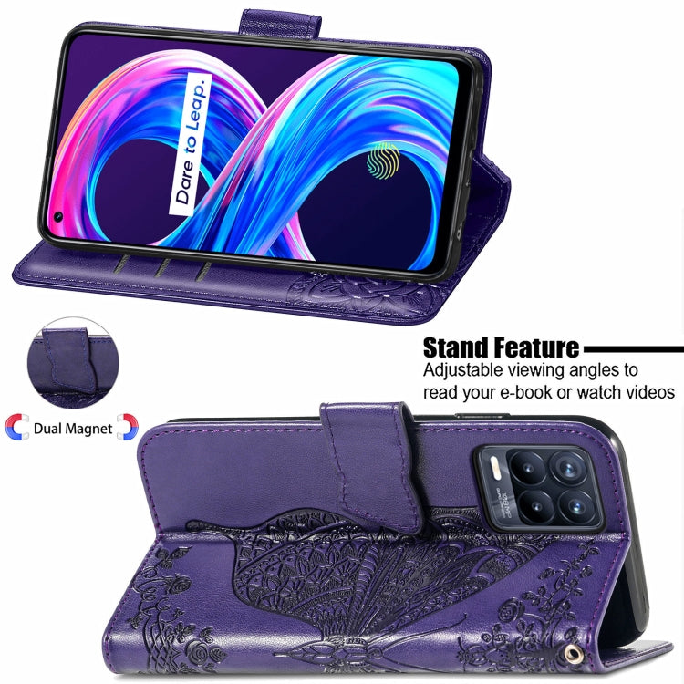 For Realme V13 5G/ 8 5G / Q3i 5G / Q3 5G Butterfly Love Flowers Embossed Horizontal Flip Leather Case with Holder & Card Slots & Wallet & Lanyard