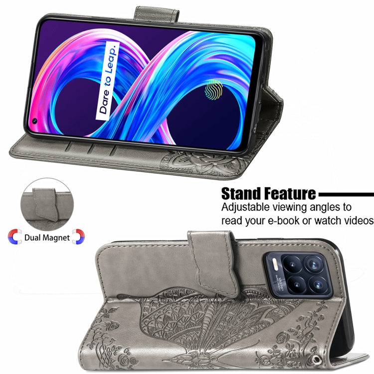 For Realme V13 5G/ 8 5G / Q3i 5G / Q3 5G Butterfly Love Flowers Embossed Horizontal Flip Leather Case with Holder & Card Slots & Wallet & Lanyard