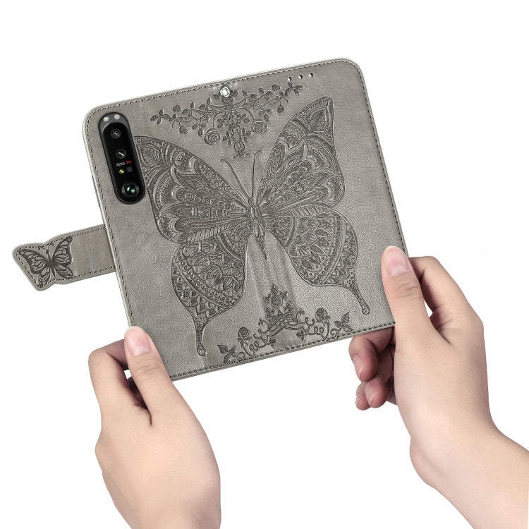 For Sony Xperia 1 III Butterfly Love Flower Embossed Horizontal Flip Leather Case with Bracket / Card Slot / Wallet / Lanyard