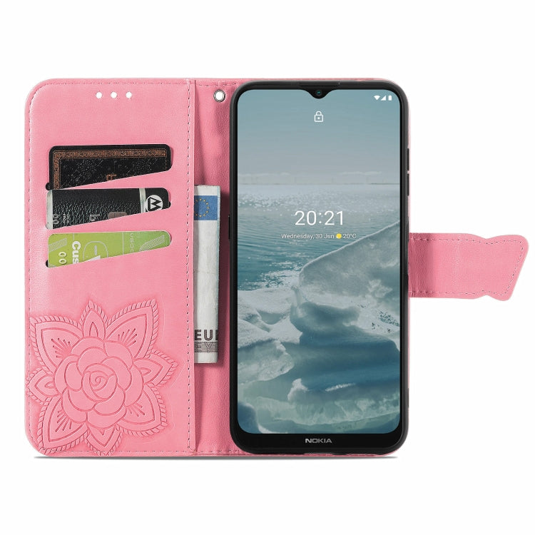 For Nokia 6.3 Butterfly Love Flower Embossed Horizontal Flip Leather Case with Bracket / Card Slot / Wallet / Lanyard