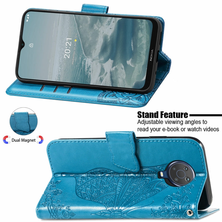 For Nokia 6.3 Butterfly Love Flower Embossed Horizontal Flip Leather Case with Bracket / Card Slot / Wallet / Lanyard