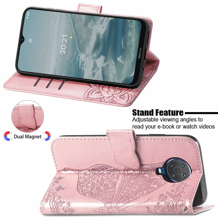 For Nokia 6.3 Butterfly Love Flower Embossed Horizontal Flip Leather Case with Bracket / Card Slot / Wallet / Lanyard