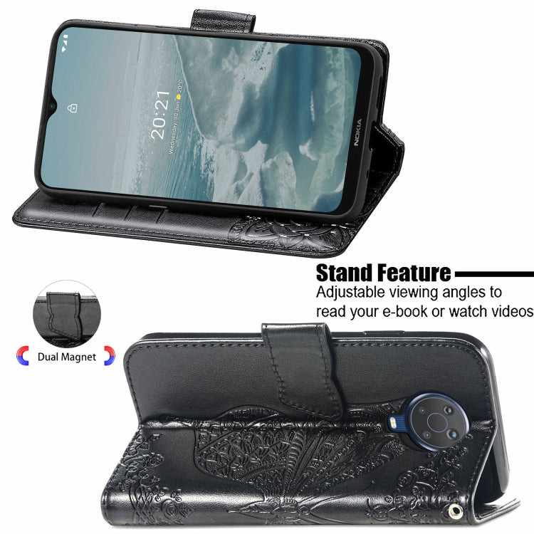 For Nokia 6.3 Butterfly Love Flower Embossed Horizontal Flip Leather Case with Bracket / Card Slot / Wallet / Lanyard