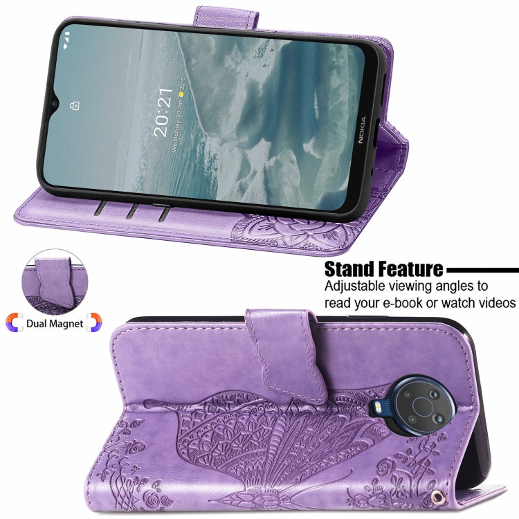 For Nokia 6.3 Butterfly Love Flower Embossed Horizontal Flip Leather Case with Bracket / Card Slot / Wallet / Lanyard