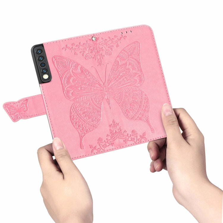 For LG Stylo 7 4G Butterfly Love Flower Embossed Horizontal Flip Leather Case with Bracket / Card Slot / Wallet / Lanyard