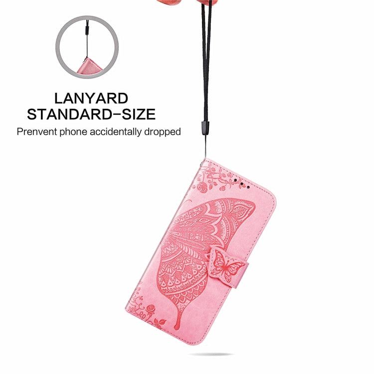 For LG Stylo 7 4G Butterfly Love Flower Embossed Horizontal Flip Leather Case with Bracket / Card Slot / Wallet / Lanyard