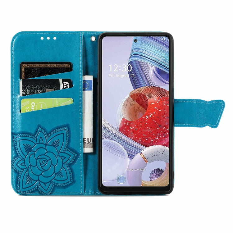 For LG Stylo 7 4G Butterfly Love Flower Embossed Horizontal Flip Leather Case with Bracket / Card Slot / Wallet / Lanyard