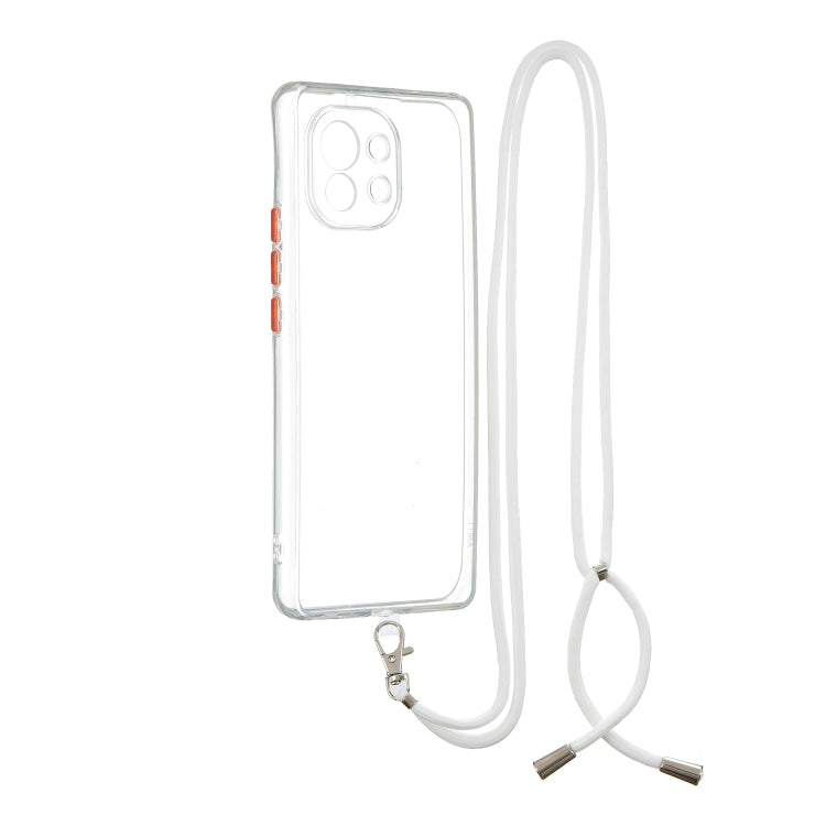 For Xiaomi Mi 11 Transparent PC+TPU Phone Case with Contrast Color Button & Neck Lanyard