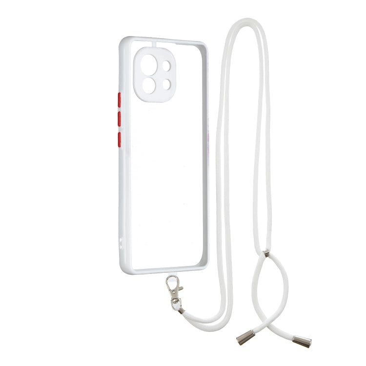 For Xiaomi Mi 11 Transparent PC+TPU Phone Case with Contrast Color Button & Neck Lanyard