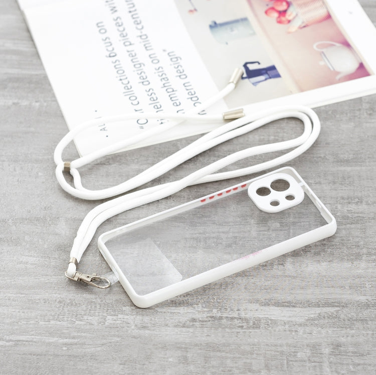 For Xiaomi Mi 11 Transparent PC+TPU Phone Case with Contrast Color Button & Neck Lanyard