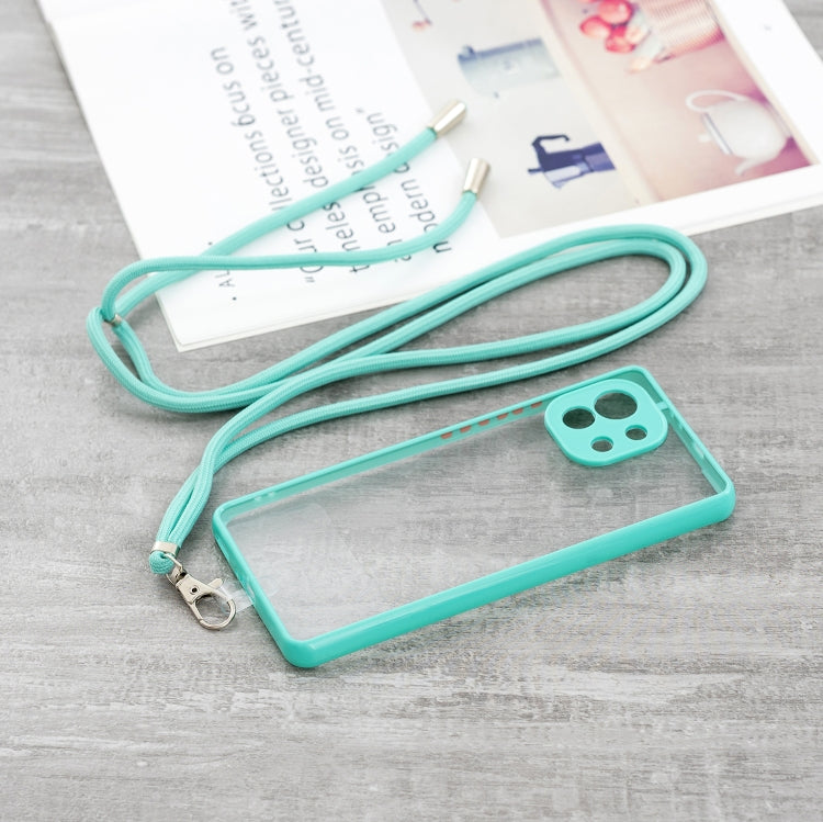 For Xiaomi Mi 11 Transparent PC+TPU Phone Case with Contrast Color Button & Neck Lanyard