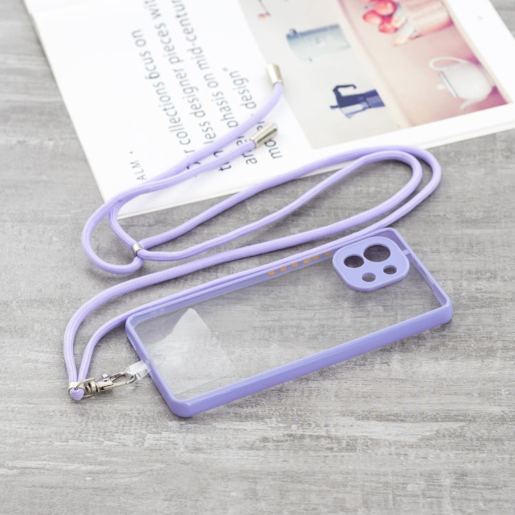 For Xiaomi Mi 11 Transparent PC+TPU Phone Case with Contrast Color Button & Neck Lanyard