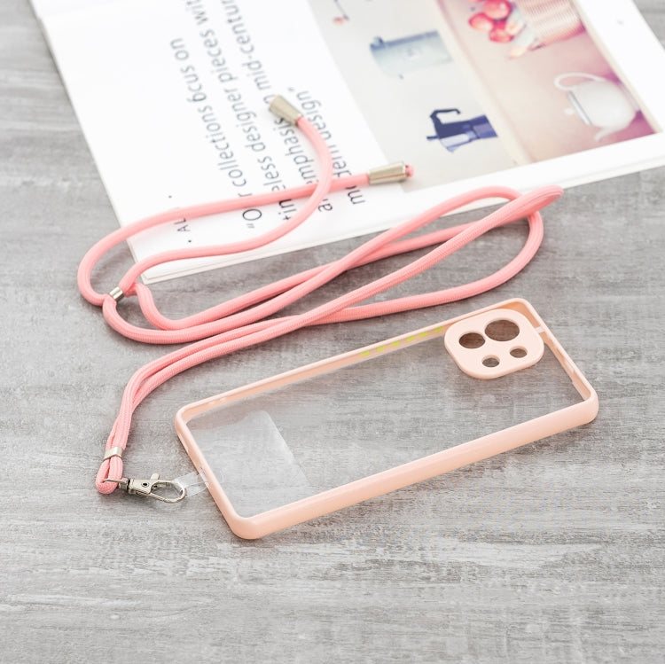 For Xiaomi Mi 11 Transparent PC+TPU Phone Case with Contrast Color Button & Neck Lanyard