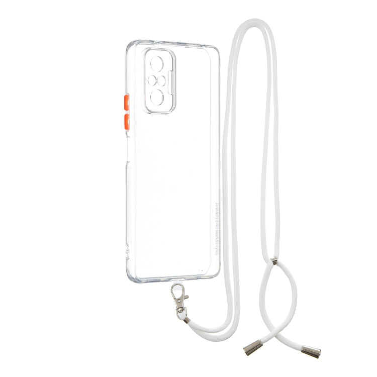 For Xiaomi Redmi Note 10 Pro / Note 10 Pro Max Transparent PC+TPU Phone Case with Contrast Color Button & Neck Lanyard