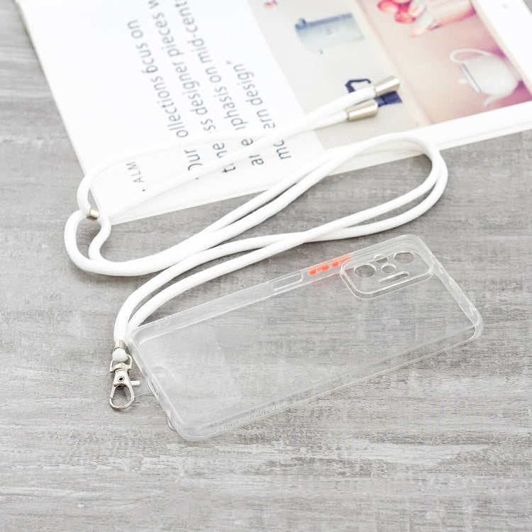 For Xiaomi Redmi Note 10 Pro / Note 10 Pro Max Transparent PC+TPU Phone Case with Contrast Color Button & Neck Lanyard