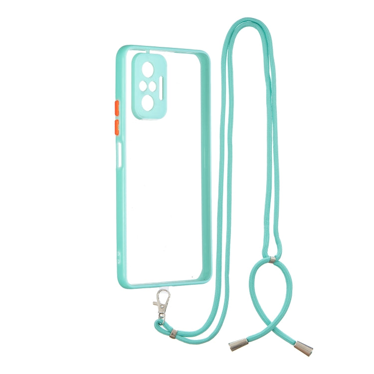 For Xiaomi Redmi Note 10 Pro / Note 10 Pro Max Transparent PC+TPU Phone Case with Contrast Color Button & Neck Lanyard
