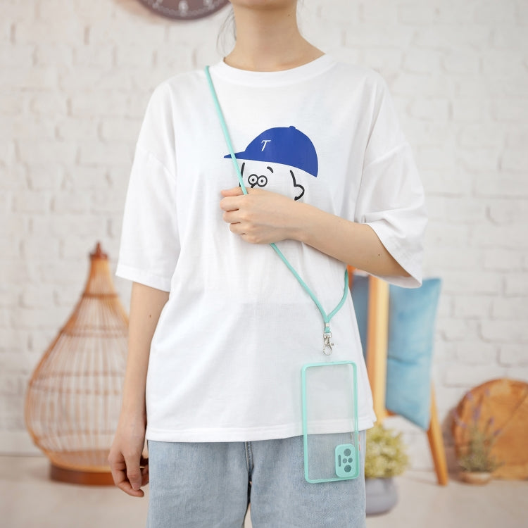 For Xiaomi Redmi Note 10 Pro / Note 10 Pro Max Transparent PC+TPU Phone Case with Contrast Color Button & Neck Lanyard