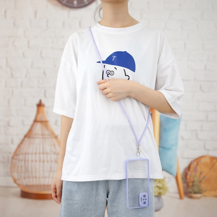 For Xiaomi Redmi Note 10 Pro / Note 10 Pro Max Transparent PC+TPU Phone Case with Contrast Color Button & Neck Lanyard