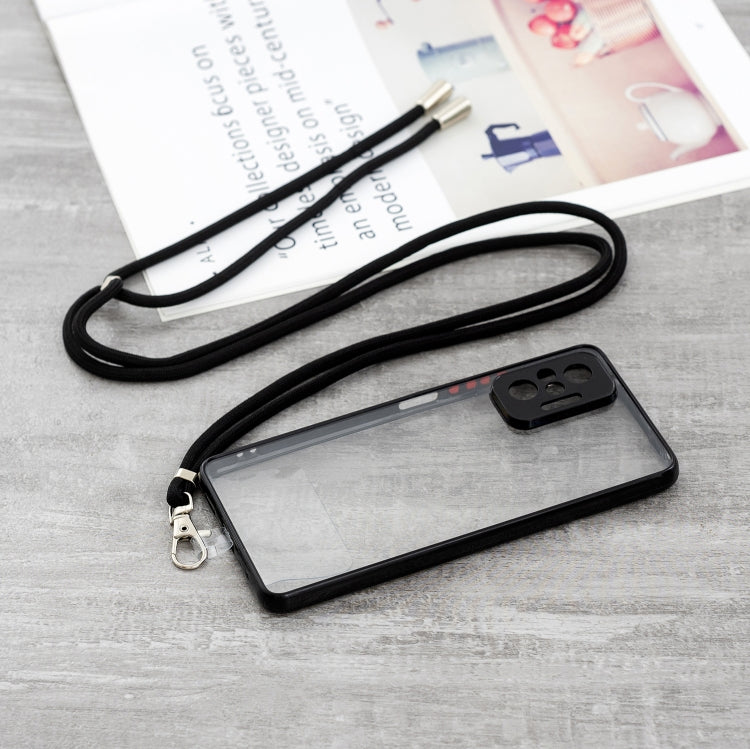 For Xiaomi Redmi Note 10 Pro / Note 10 Pro Max Transparent PC+TPU Phone Case with Contrast Color Button & Neck Lanyard
