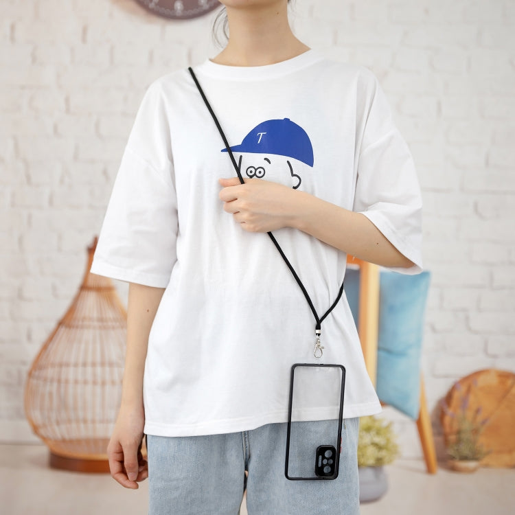 For Xiaomi Redmi Note 10 Pro / Note 10 Pro Max Transparent PC+TPU Phone Case with Contrast Color Button & Neck Lanyard