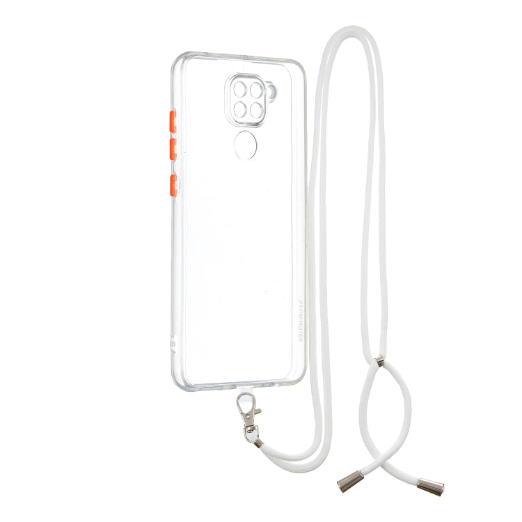 For Xiaomi Redmi Note 9 / Redmi 10X 4G Transparent PC+TPU Phone Case with Contrast Color Button & Neck Lanyard