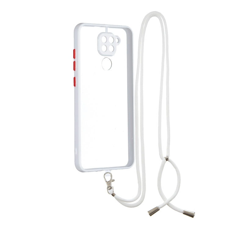For Xiaomi Redmi Note 9 / Redmi 10X 4G Transparent PC+TPU Phone Case with Contrast Color Button & Neck Lanyard