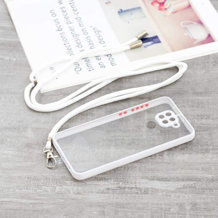 For Xiaomi Redmi Note 9 / Redmi 10X 4G Transparent PC+TPU Phone Case with Contrast Color Button & Neck Lanyard