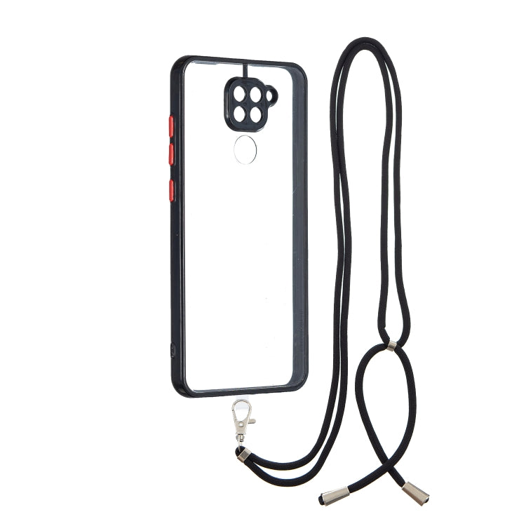 For Xiaomi Redmi Note 9 / Redmi 10X 4G Transparent PC+TPU Phone Case with Contrast Color Button & Neck Lanyard