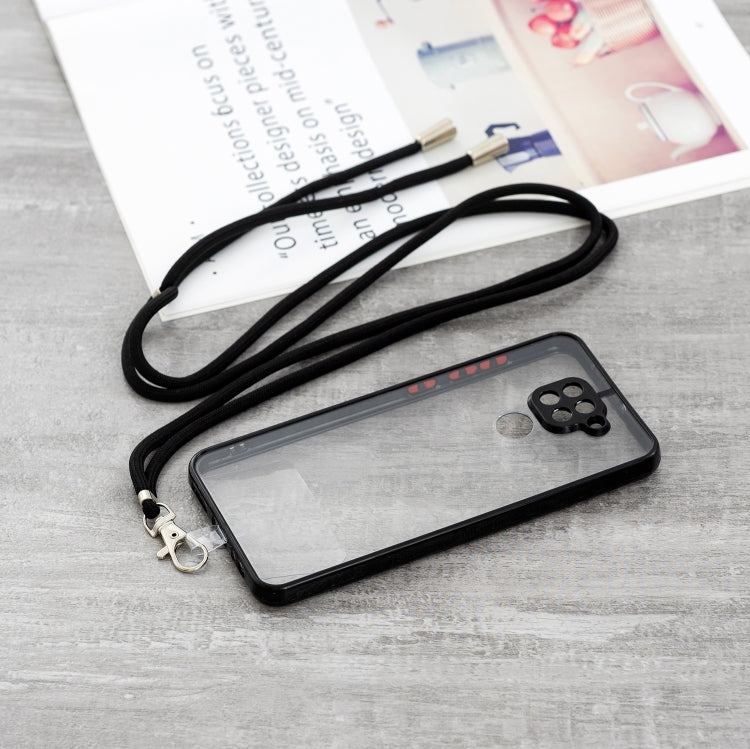 For Xiaomi Redmi Note 9 / Redmi 10X 4G Transparent PC+TPU Phone Case with Contrast Color Button & Neck Lanyard